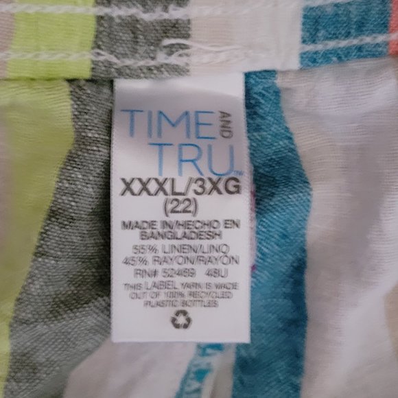 Rainbow Stripes Time and Tru Striped Linen Shorts  Size 3X Size 22 - Picture 8 of 16